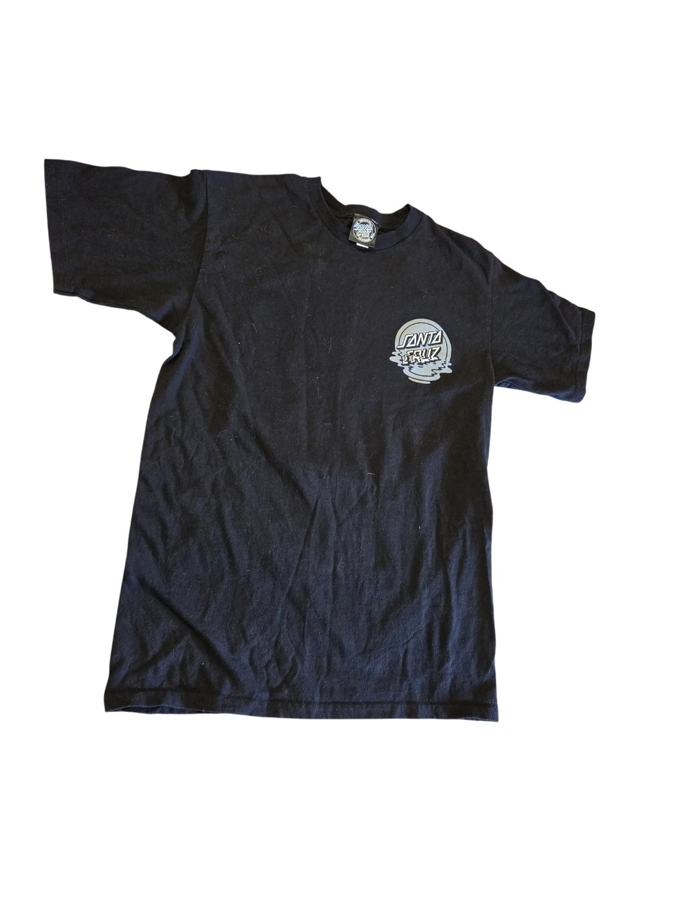 Santa Cruz Skateboards Black Tee with Small White Logo - Men's Short Sleeve